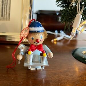 Vintage Steinbach Ice Cream Maker Ornament with Cones and Scoop